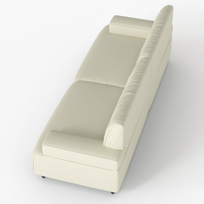 Mid-century modern style leather upholstered sofa, three-seater sofa for living room