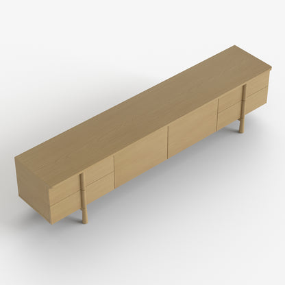 86.81" Wooden TV Cabinet with Storage and Cable Management