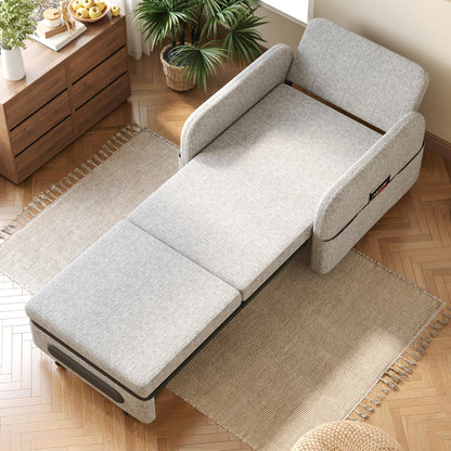 Folding sofa bed suitable for small spaces - gray/white single Japanese-style sofa bed with folding bed function, ideal for RV and studio apartments