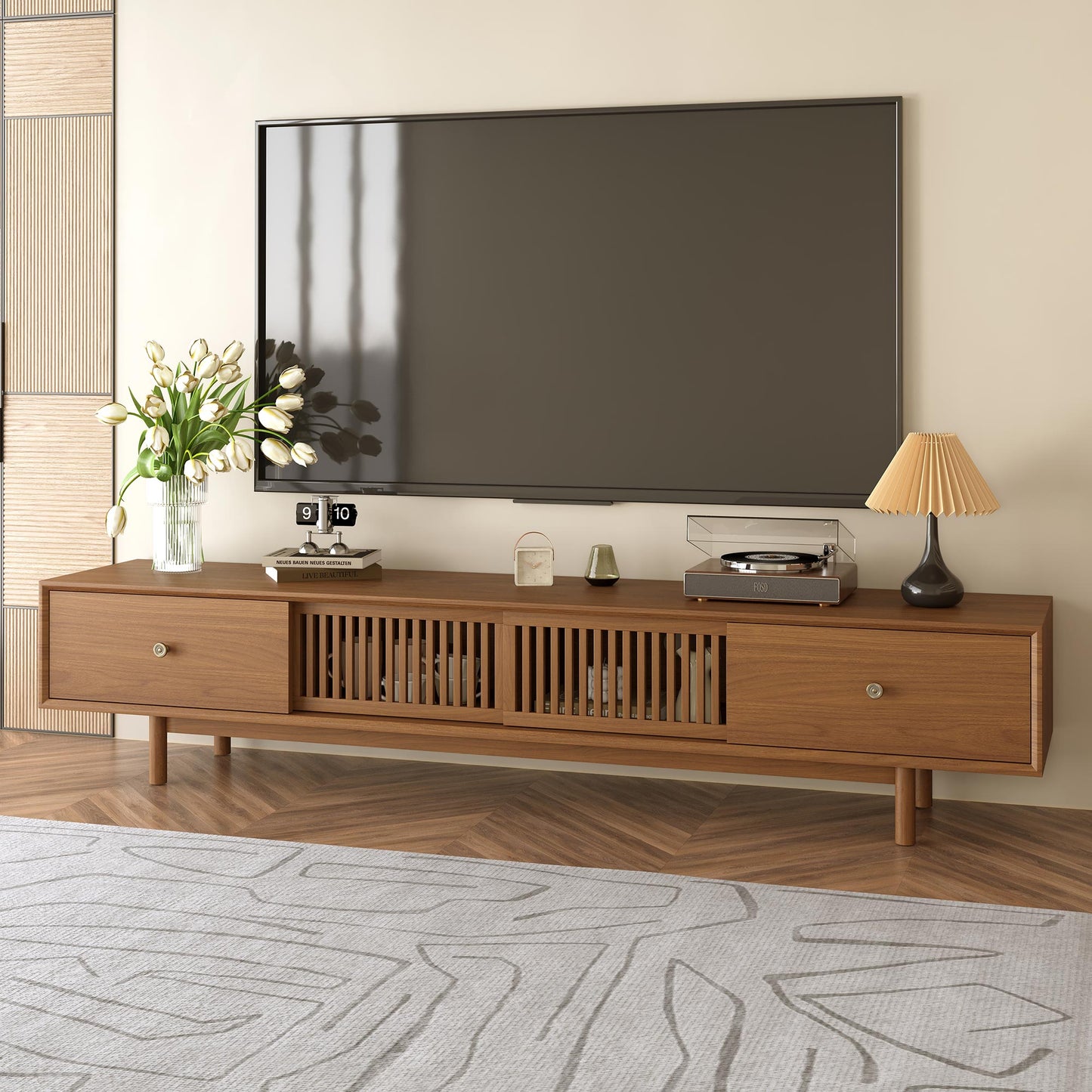 TV Stand YJJDDG818 Mid-Century Modern Spacious Storage 78.7"