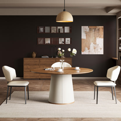 Dining Table CZ0034D Mid-Century Modern Lmitation Leather Base 59.05"