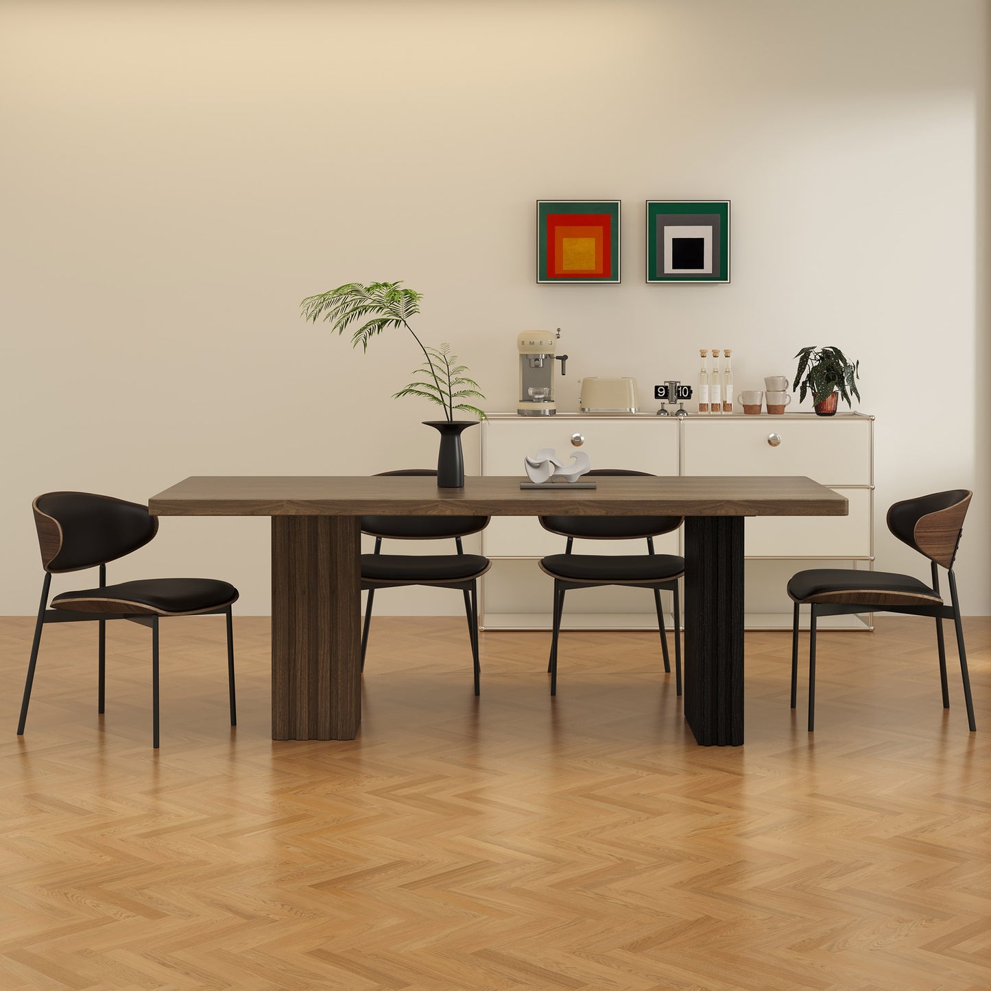 Dining Table FDCZ9105 Mid-Century Modern Generous Tabletop Space 70.8"
