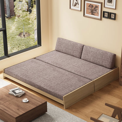 Gray Fabric Upholstered Sofa Bed with Wooden Frame, Stylish and Comfortable, Ideal for Living Room and Guest Room