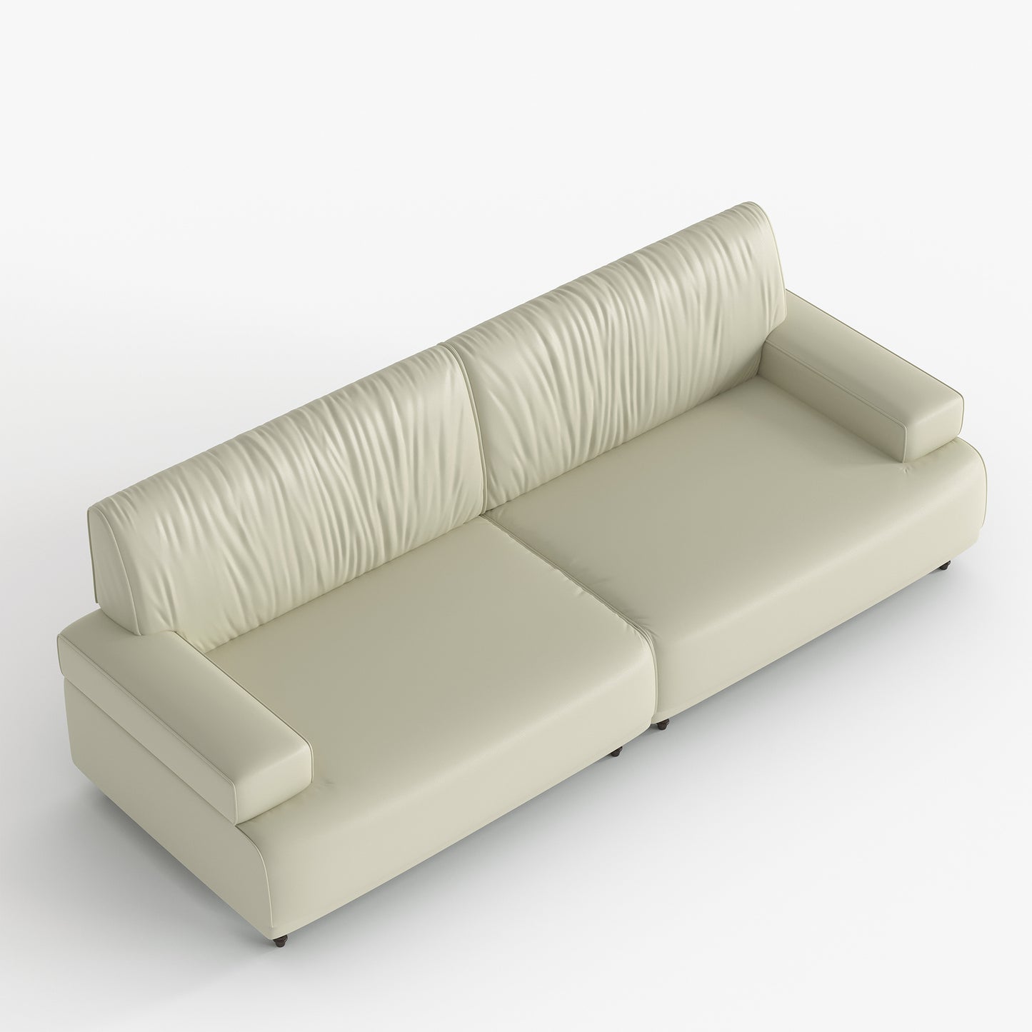 Mid-century modern style leather upholstered sofa, three-seater sofa for living room