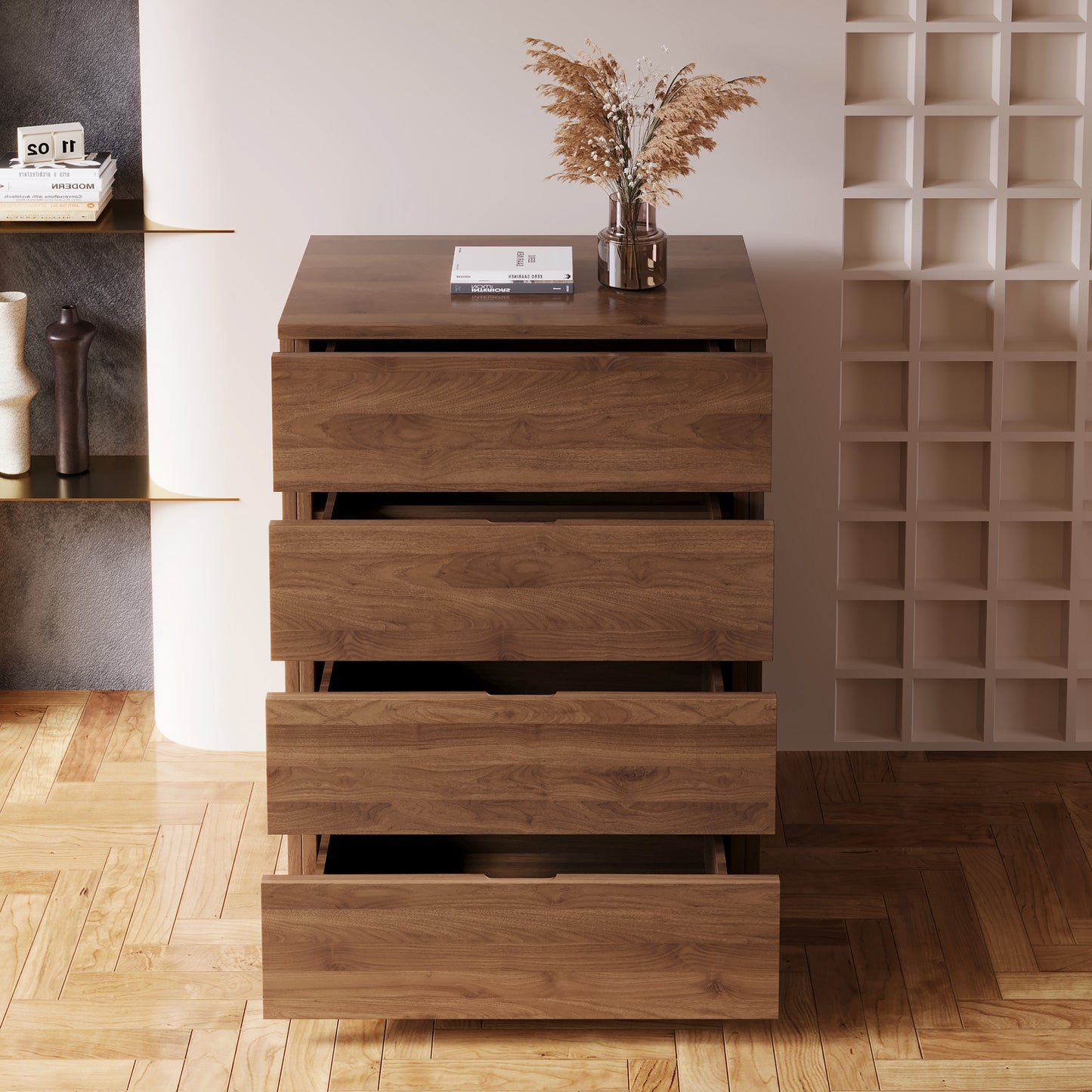 Cabinet CWG599B2 Mid-Century Modern with 4 Drawers 21.65"