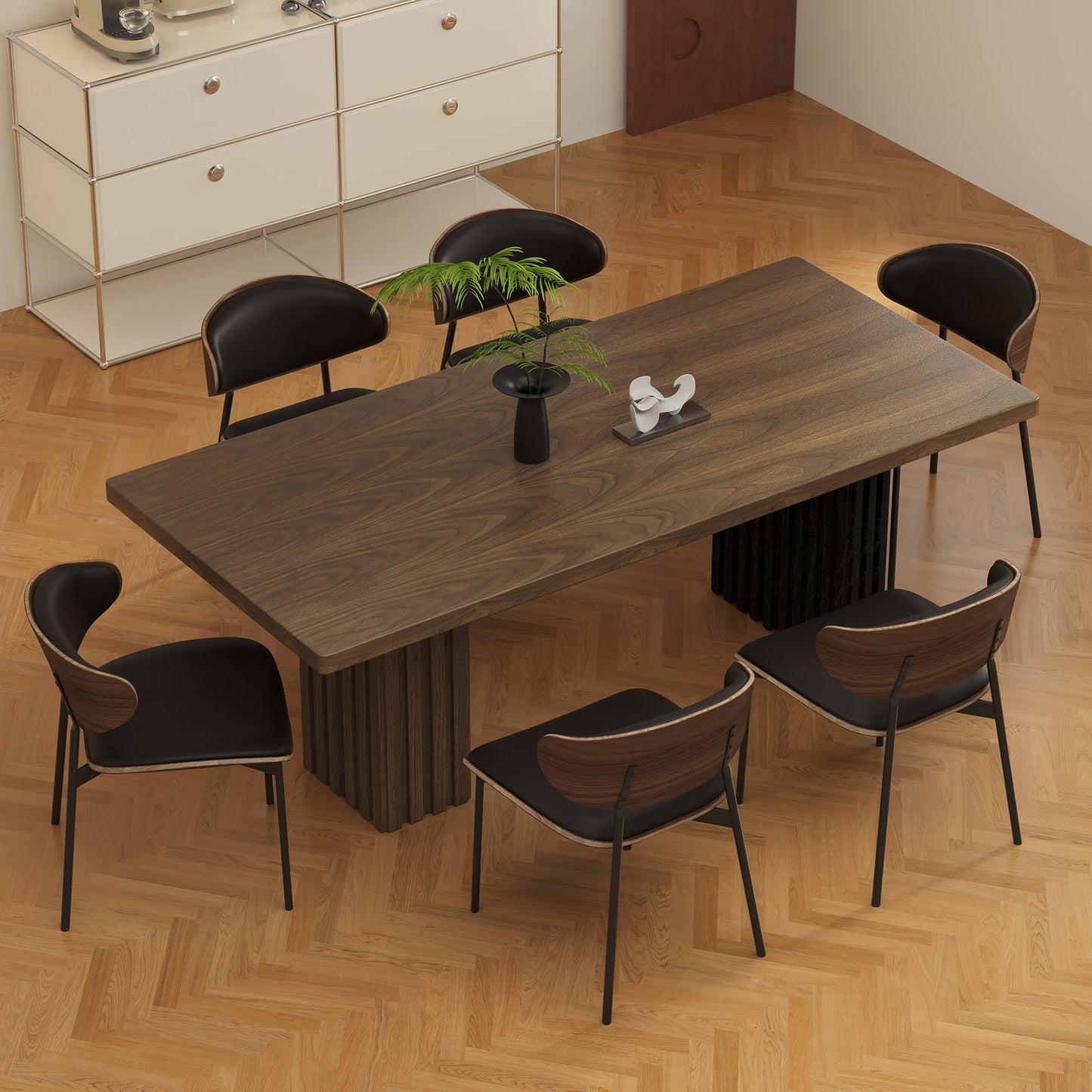 Dining Table FDCZ9105 Mid-Century Modern Generous Tabletop Space 70.8"