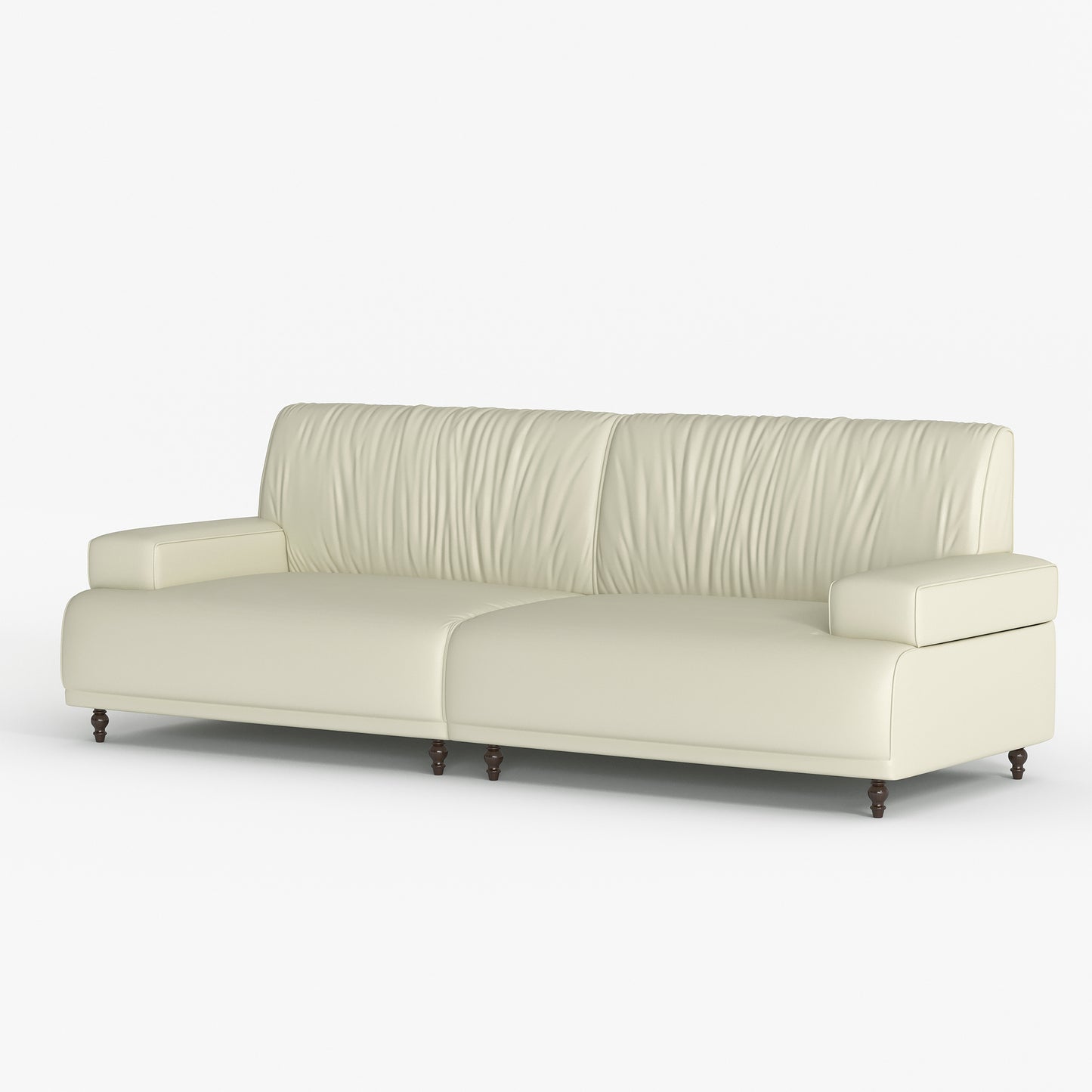 Mid-century modern style leather upholstered sofa, three-seater sofa for living room