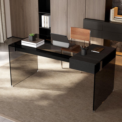 Desk MGBLSZ002 Modern Tempered Glass Generous Tabletop Space 53.14"