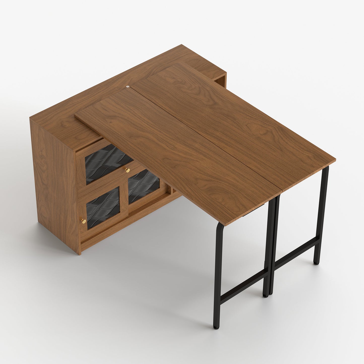Versatile Desk with Rotatable Top, Foldable Design, and Ample Storage Space, Ideal for Home Office or Study Use