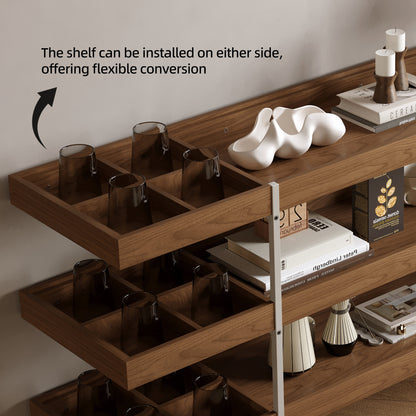 Multi-Level Storage Shelf with Spacious Compartments and Metal Frame, Ideal for Organizing Living Room, Office, or Bedroom