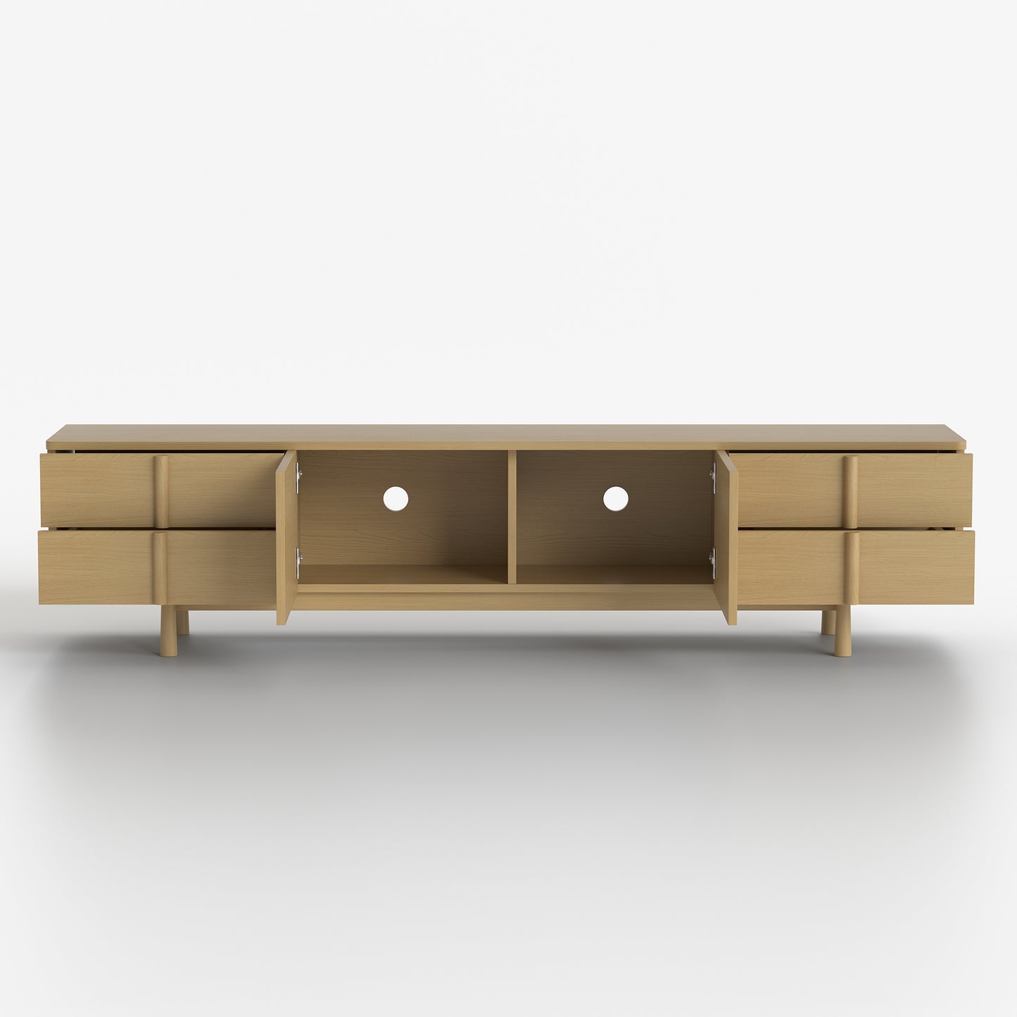 86.81" Wooden TV Cabinet with Storage and Cable Management