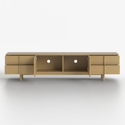 86.81" Wooden TV Cabinet with Storage and Cable Management