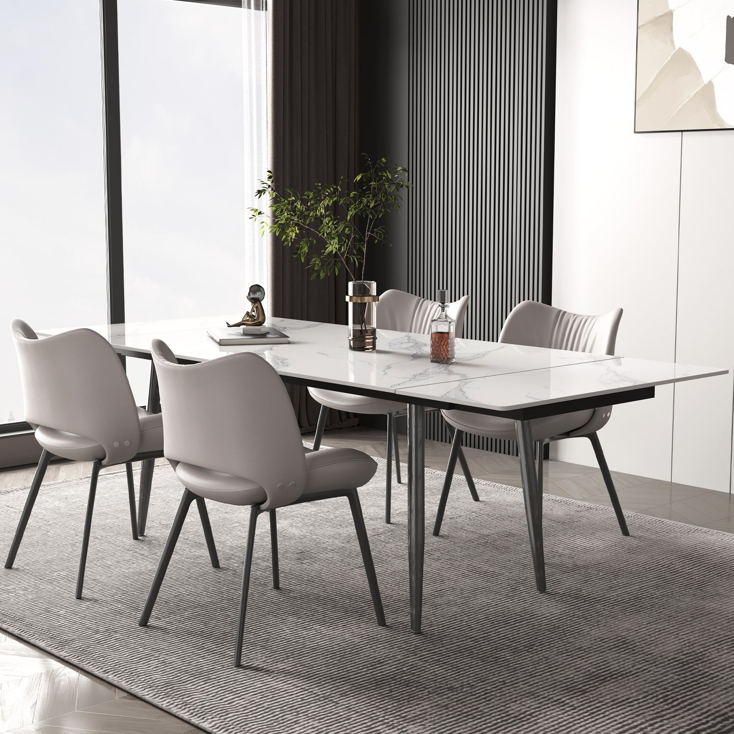 Dining Table WNSH1868 Modern Can Seat 6-10 People Extendable 62.9" to 94.4"