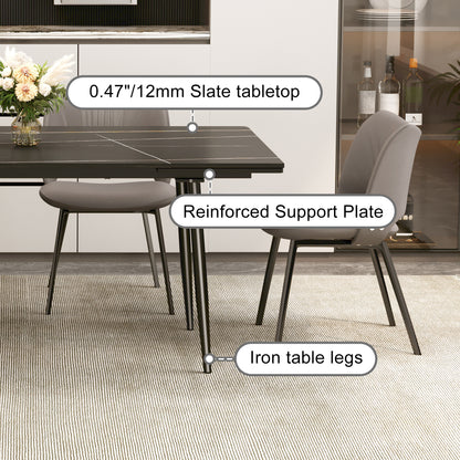 Modern Extendable Dining Table with Sintered Stone Top for 6-10 People