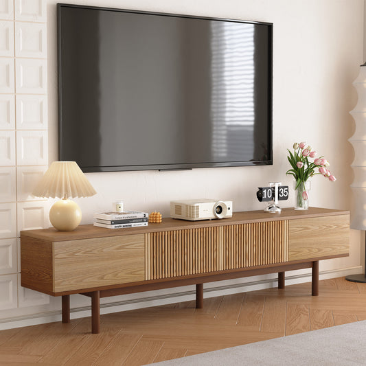 TV Stand FDDSG2200 Mid-Century Modern Cable Management 4-Door 86.6"