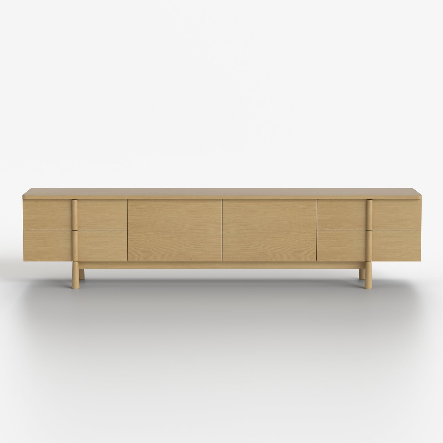 86.81" Wooden TV Cabinet with Storage and Cable Management