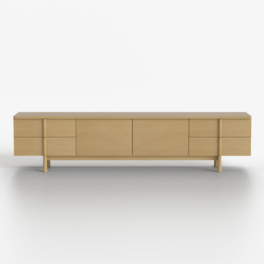 86.81" Wooden TV Cabinet with Storage and Cable Management