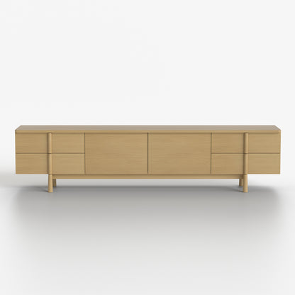 86.81" Wooden TV Cabinet with Storage and Cable Management