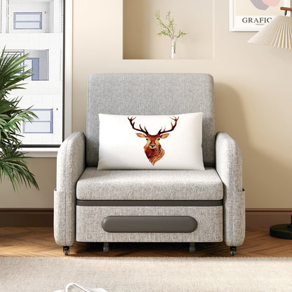 Folding sofa bed suitable for small spaces - gray/white single Japanese-style sofa bed with folding bed function, ideal for RV and studio apartments