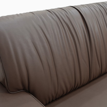 Mid-Century Modern Brown Leather Upholstered Sofa, 3 Seat Couch for Living Room