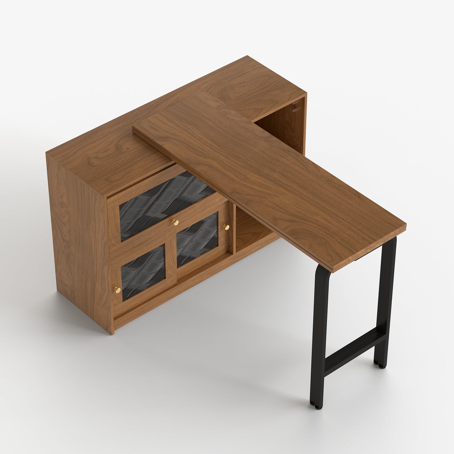 Versatile Desk with Rotatable Top, Foldable Design, and Ample Storage Space, Ideal for Home Office or Study Use