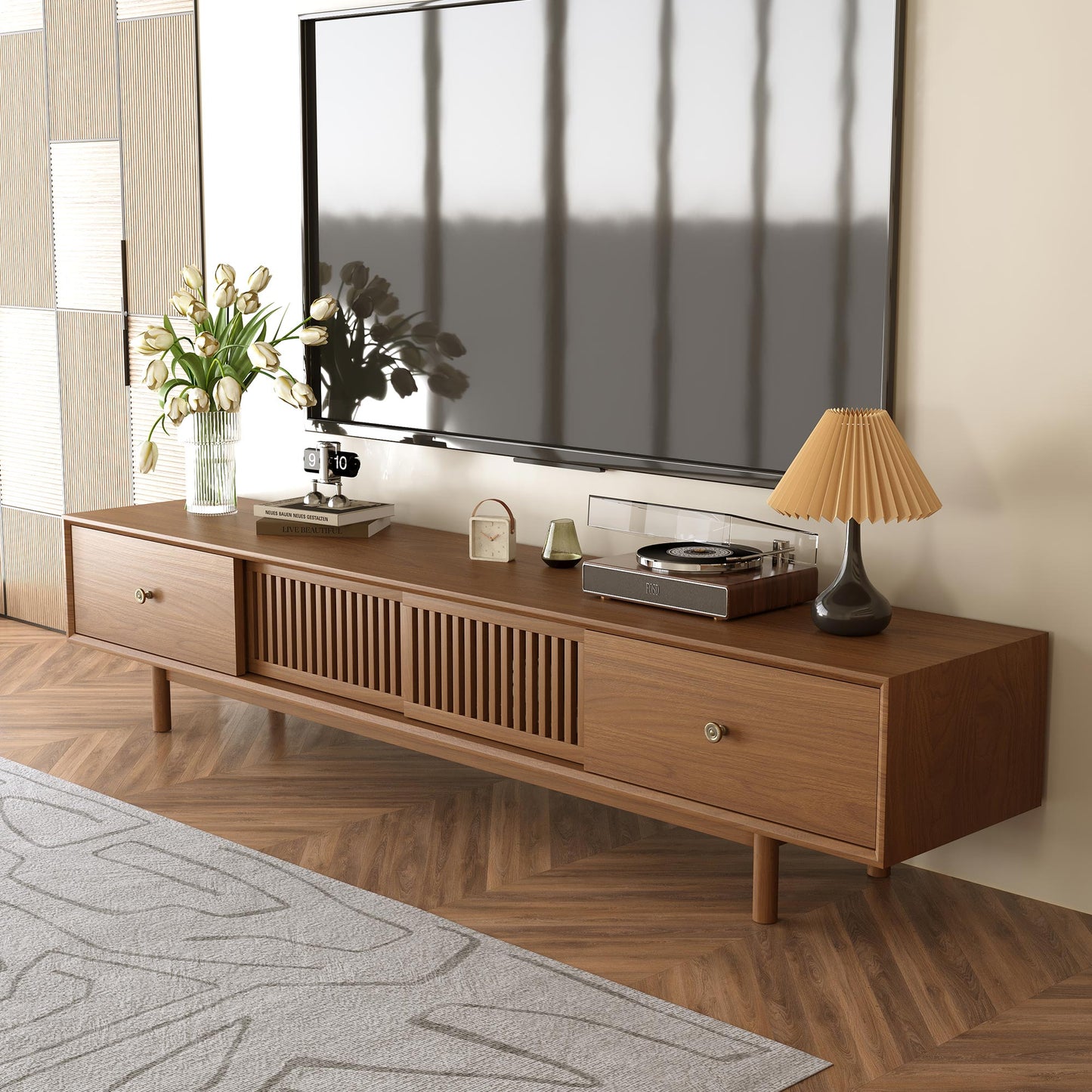 TV Stand YJJDDG818 Mid-Century Modern Spacious Storage 78.7"