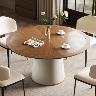 Dining Table CZ0034D Mid-Century Modern Lmitation Leather Base 59.05"