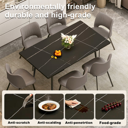 Modern Extendable Dining Table with Sintered Stone Top for 6-10 People
