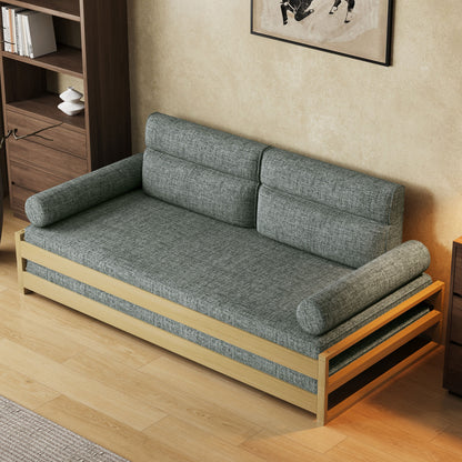 72" Upholstered Sofa Bed with Wooden Frame, Stylish Gray Sofa Bed for Living Room, Guest Room, or Office, 72 x 36 x 32 inches