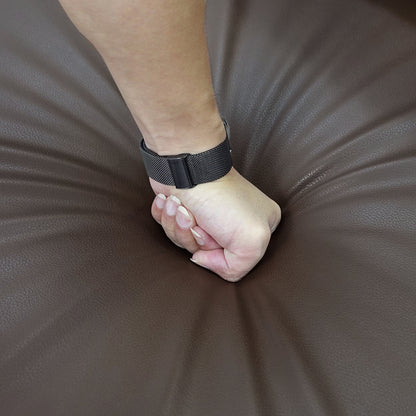 Mid-Century Modern Brown Leather Upholstered Sofa, 3 Seat Couch for Living Room