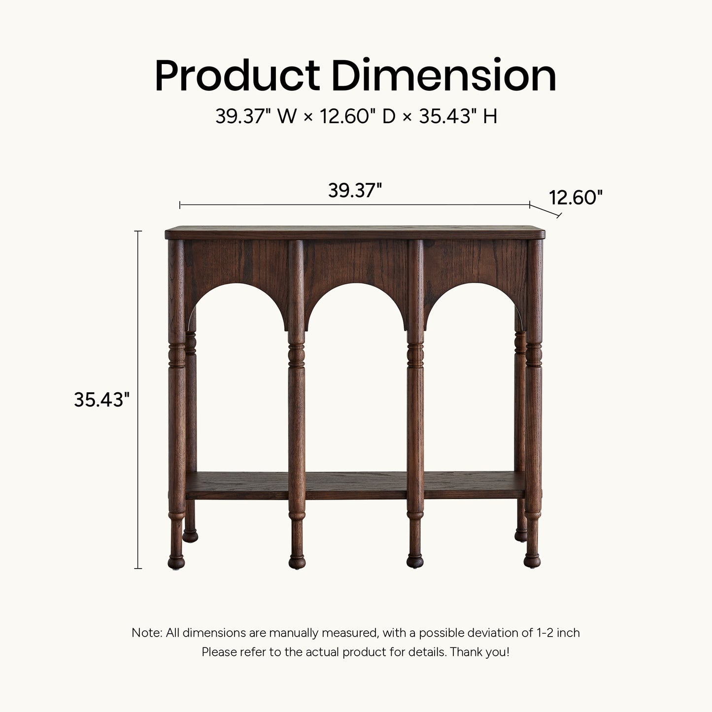 Semo Vintage Arch Console Table, Mid-Century Entryway Table with Shelf