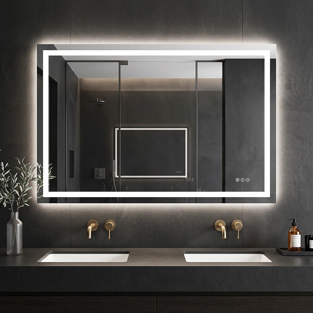 LED Bathroom Mirror with Anti-Fog, Front & Back Lighting