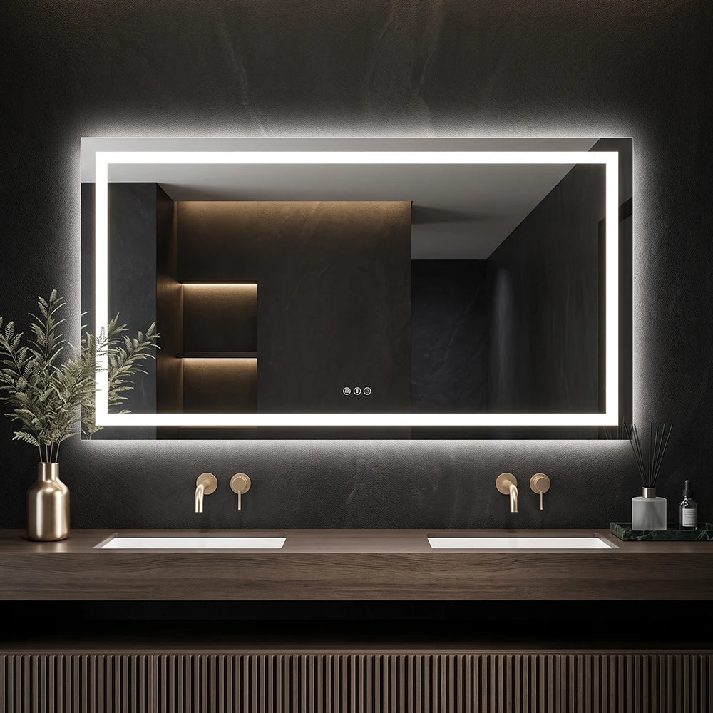 LED Bathroom Mirror with Anti-Fog, Front & Back Lighting