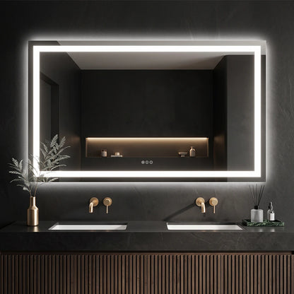 LED Bathroom Mirror with Anti-Fog, Front & Back Lighting