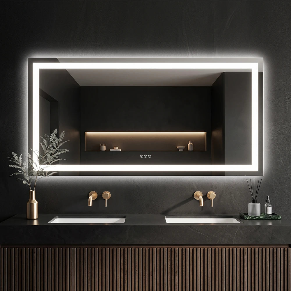 LED Bathroom Mirror with Anti-Fog, Front & Back Lighting