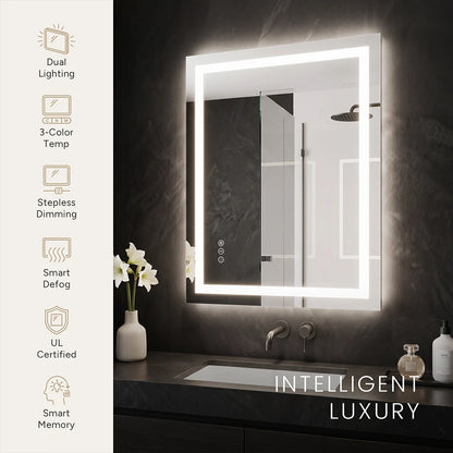 LED Bathroom Mirror with Anti-Fog, Front & Back Lighting