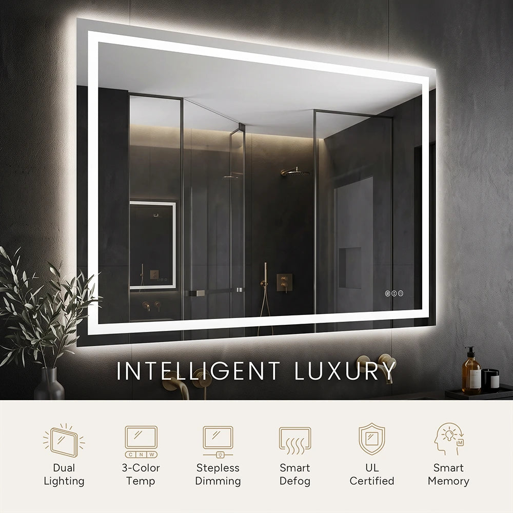 LED Bathroom Mirror with Anti-Fog, Front & Back Lighting