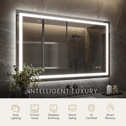 LED Bathroom Mirror with Anti-Fog, Front & Back Lighting