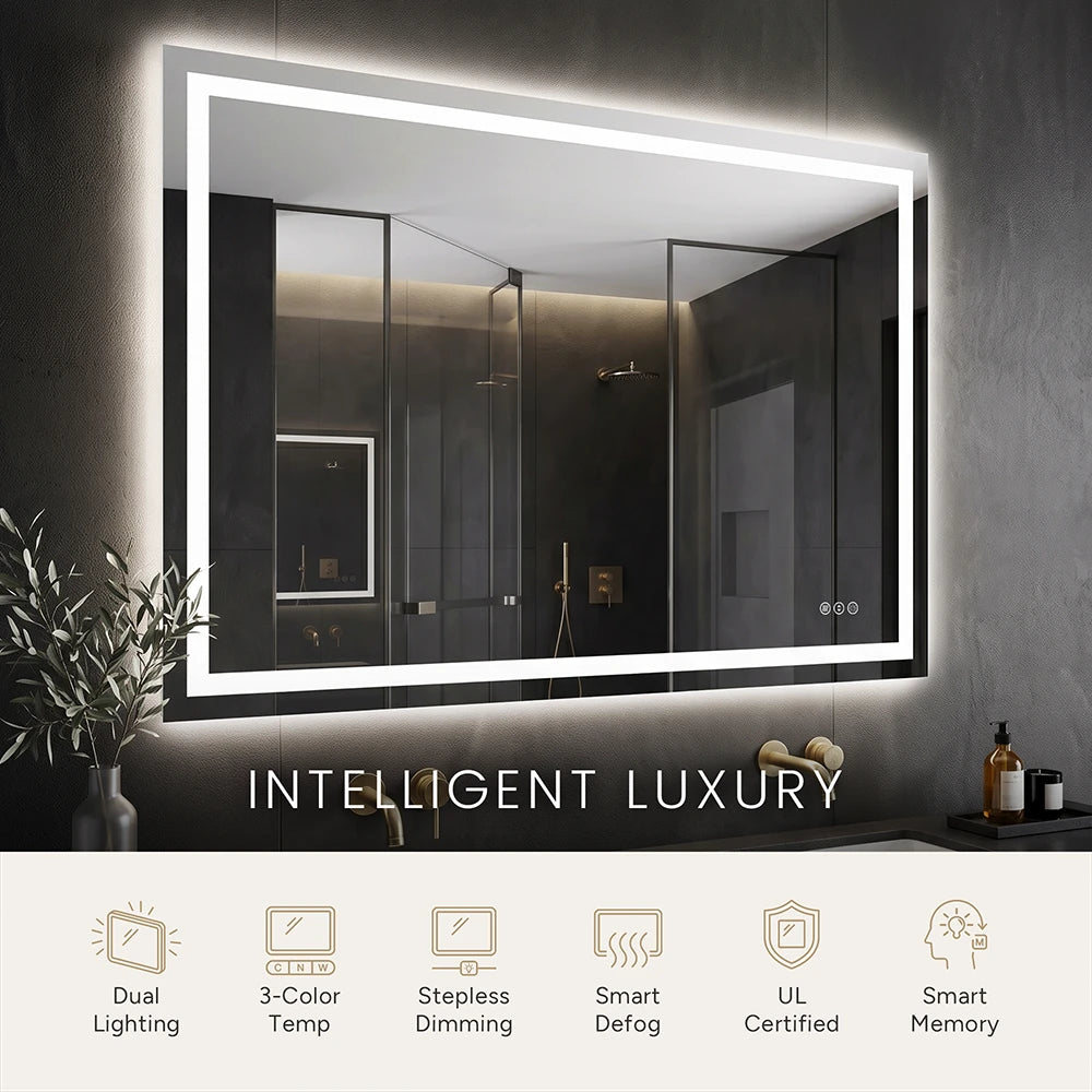 LED Bathroom Mirror with Anti-Fog, Front & Back Lighting