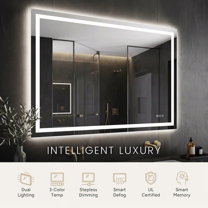 LED Bathroom Mirror with Anti-Fog, Front & Back Lighting