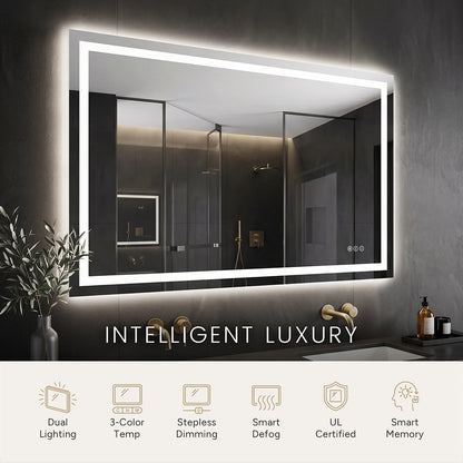 LED Bathroom Mirror with Anti-Fog, Front & Back Lighting