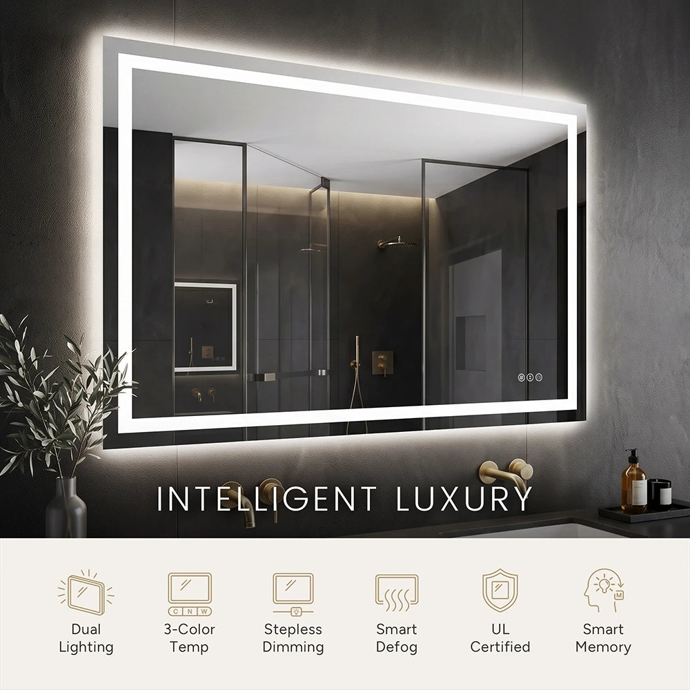 LED Bathroom Mirror with Anti-Fog, Front & Back Lighting