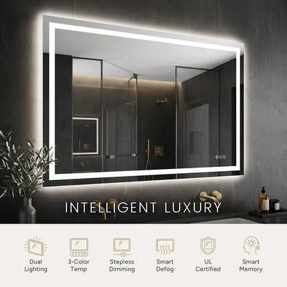 LED Bathroom Mirror with Anti-Fog, Front & Back Lighting