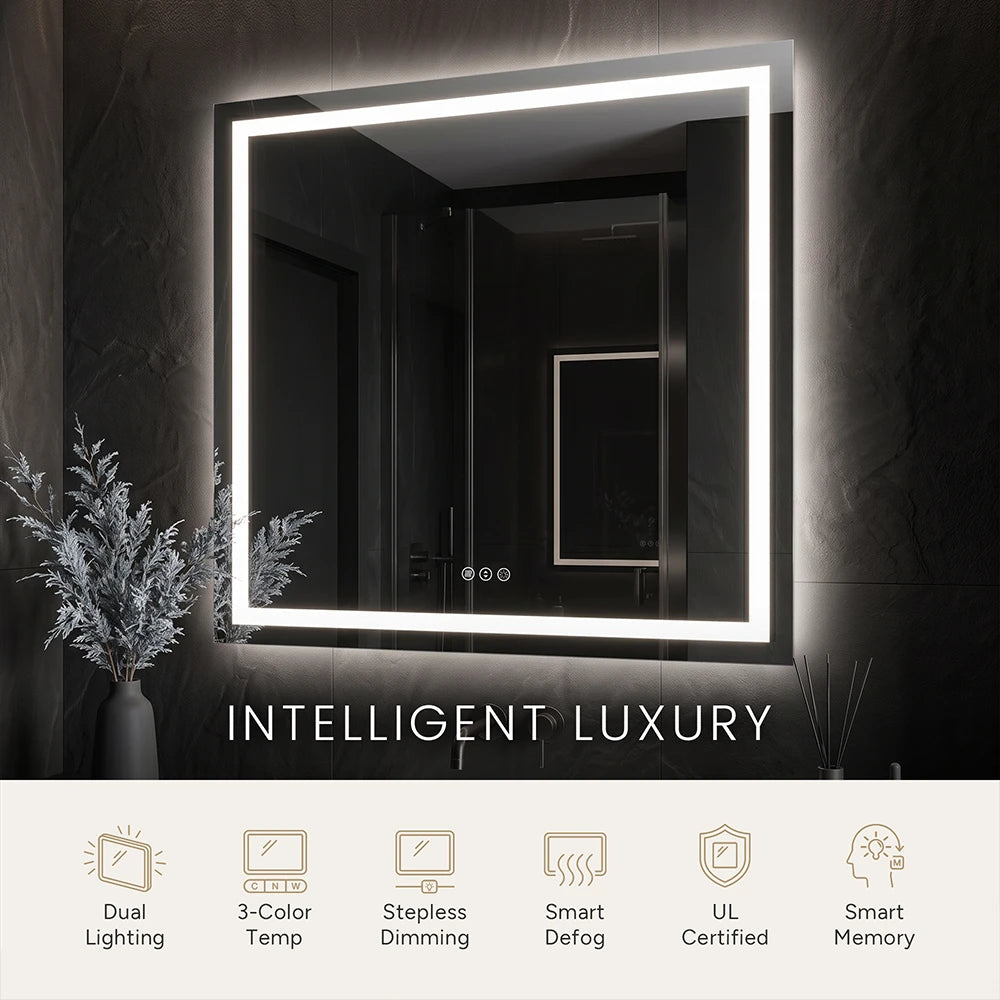 LED Bathroom Mirror with Anti-Fog, Front & Back Lighting