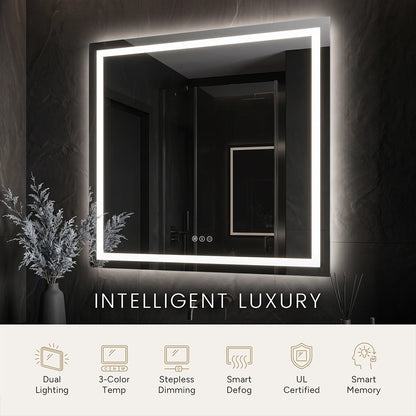 LED Bathroom Mirror with Anti-Fog, Front & Back Lighting