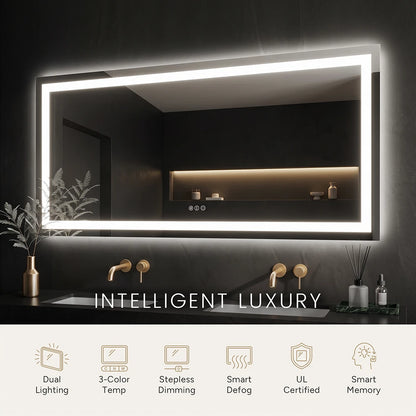 LED Bathroom Mirror with Anti-Fog, Front & Back Lighting