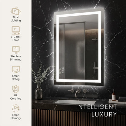 LED Bathroom Mirror with Anti-Fog, Front & Back Lighting