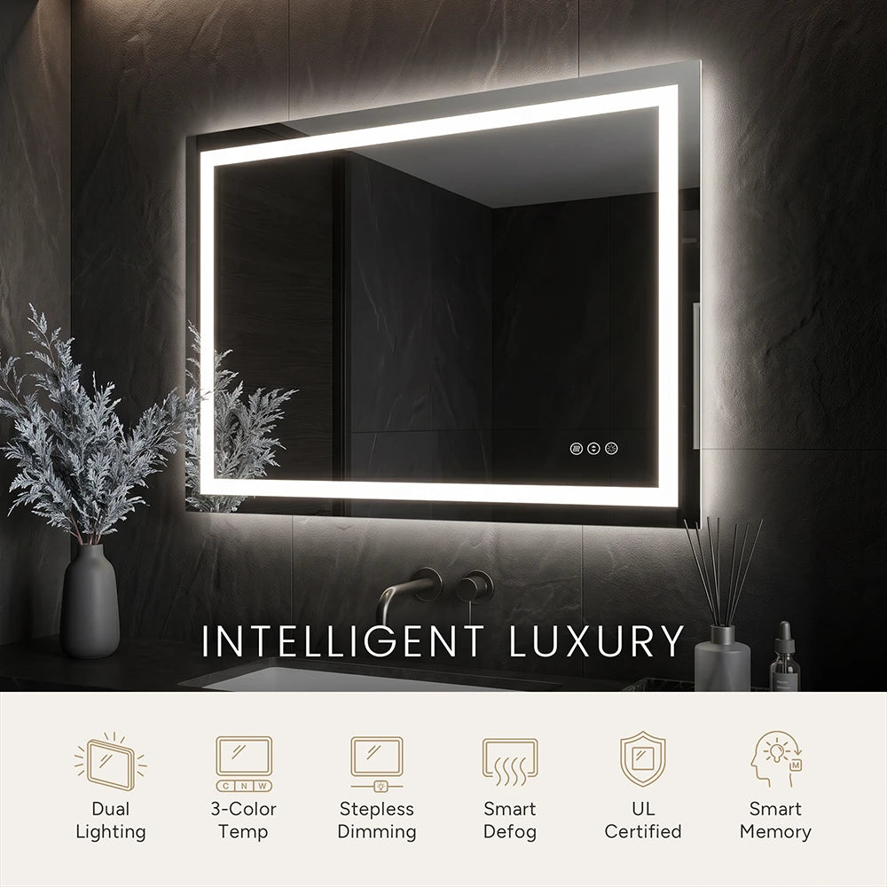 LED Bathroom Mirror with Anti-Fog, Front & Back Lighting