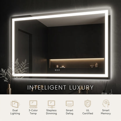 LED Bathroom Mirror with Anti-Fog, Front & Back Lighting