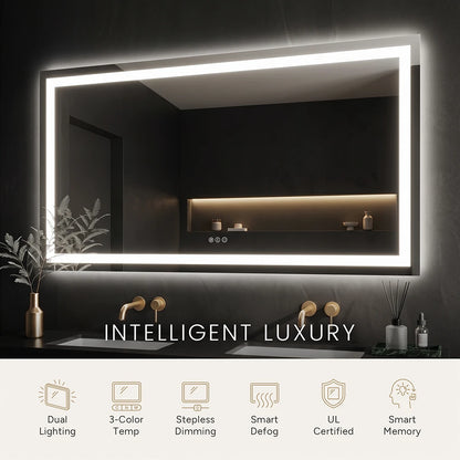 LED Bathroom Mirror with Anti-Fog, Front & Back Lighting